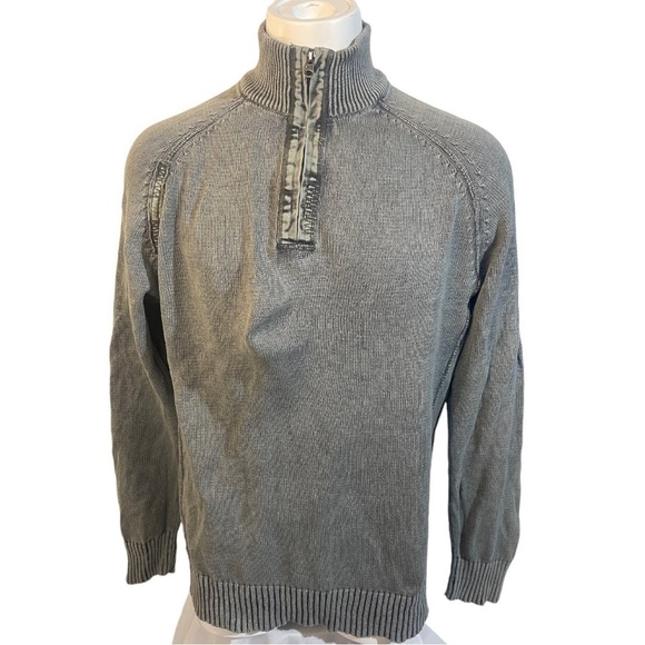BKE Distressed Look Grayish Green Quarter Zip Sweater - Picture 1 of 8
